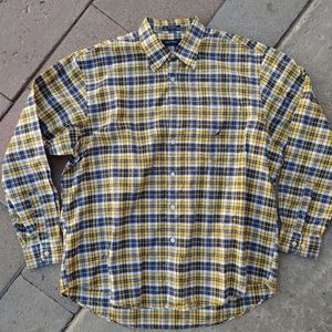 Nautica Mens Button Down Shirt Yellow Plaid